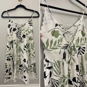 For Days Linen Blend Beach Travel Resortwear Tie Back‎ Dress Small